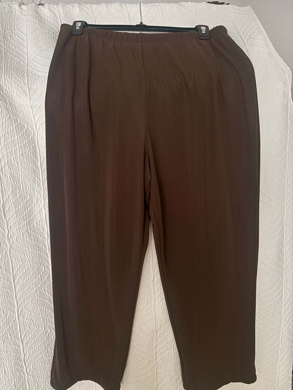 Susan Graver Essentials Pull-On Pants PXL Brown Elastic Waist
